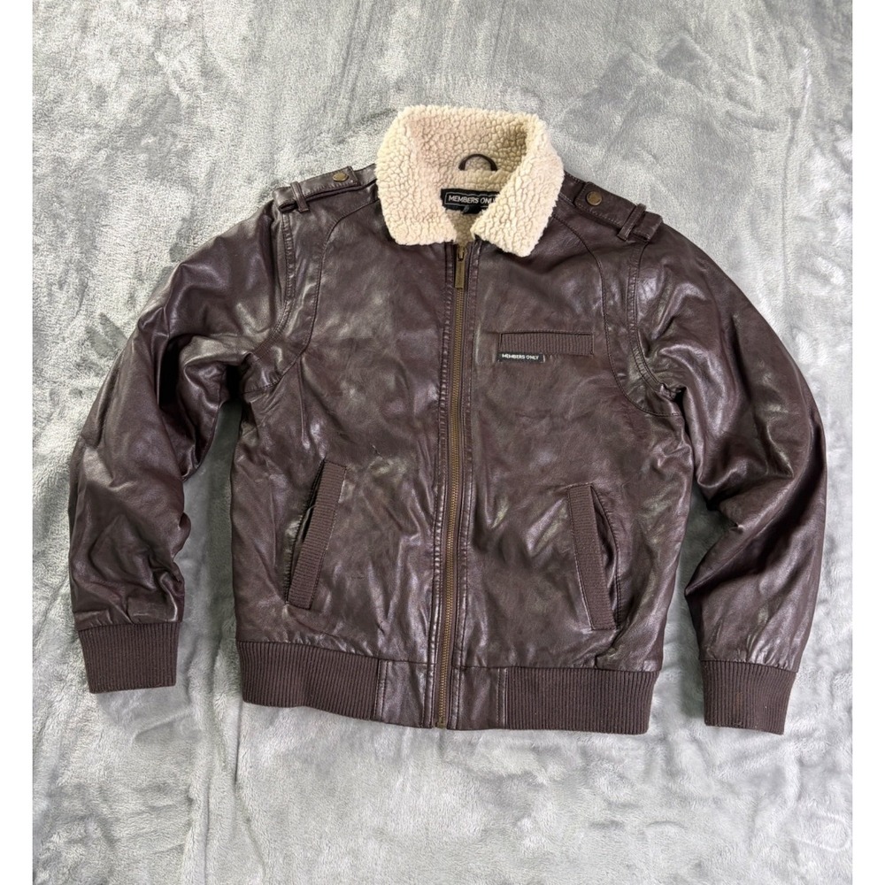 Members Only Jacket Boys 10/12 Brown Long Sleeve Full Zip